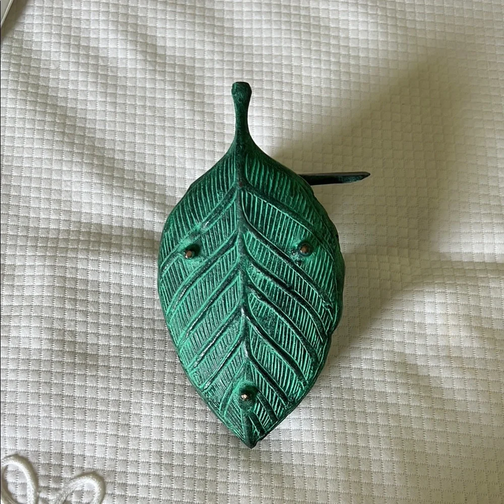 Green Mouse on a Leaf with a paddle Candle Holder Accent with Vintage Charm